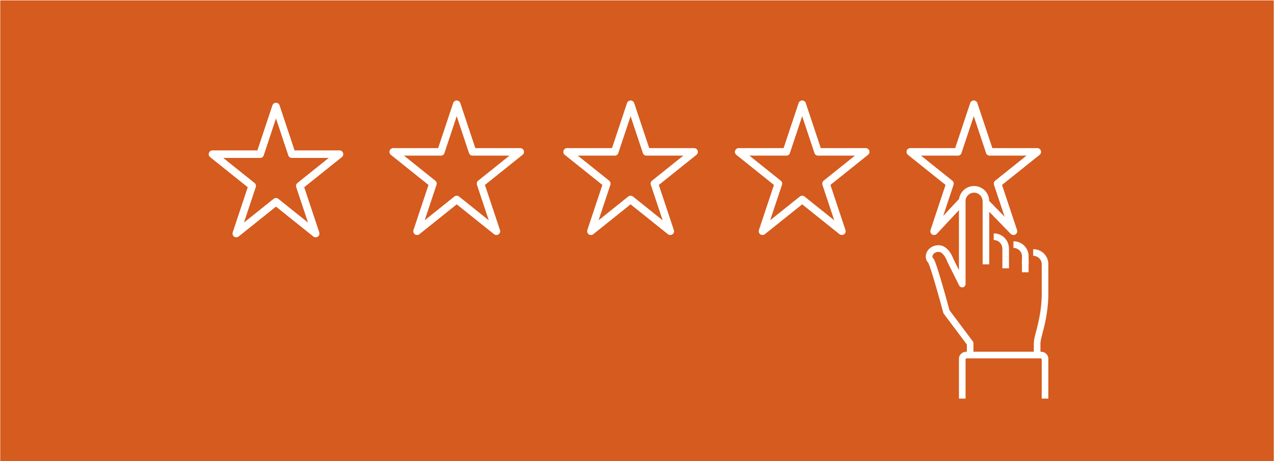Finger pointing at 5th star of 5